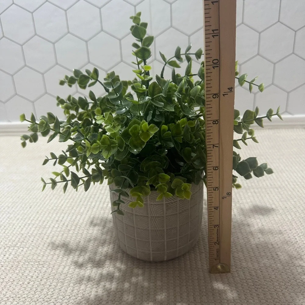 Artificial Eucalyptus Potted Plant Faux‎ Greenery in Grey Textured Cement Pot